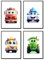 generisch MJ-Graphics - Poster Set freundliche Fahrzeuge für Kinderzimmer & Spielzimmer - 4 Wandbilder Din A4 extra dickes Posterpapier - Auto Bilder ohne Rahmen