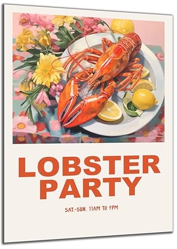 DARO Design - Wand-Bild Abstrakt Lobster Party Hummer Languste auf 6mm HDF 84x56 cm - Wand-Deko Bilder Geschenk
