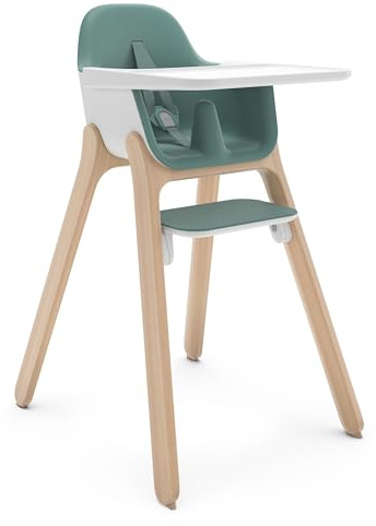 UPPAbaby Ciro High Chair/Sleek, Easy-to-Clean Design/Perfect-Fit Tray to Bring Baby to Table/Patent-Pending Harness/Dual-Position, 180-Degree Rotating Footrest/Emrick (Green/Rubberwood)