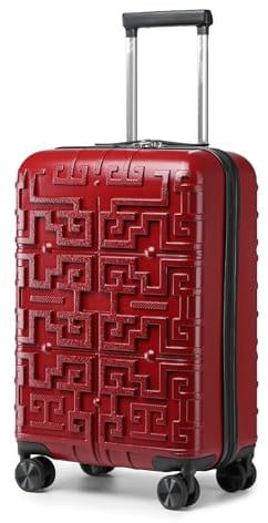 Supercase Koffer Reisekoffer Trolley Handgepäck mit TSA PP Hartschalenkoffer 4 Spinner Rollen Rollkoffer Rot 55x 35x 23cm