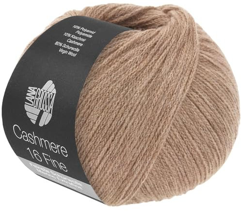 LANA GROSSA Cashmere 16 Fine | Aus Kaschmir- und Merinowolle | Handstrickgarn aus 80% Schurwolle (Merino extrafine), 10% Kaschmir & Polyamid | 50g Wolle zum Stricken & Häkeln | 320m Garn FB 61