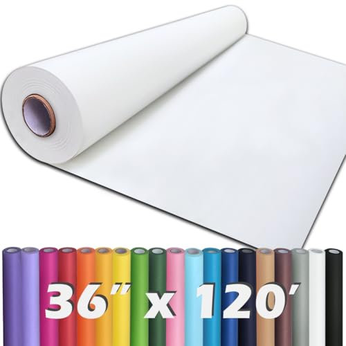 PerkHomy weiße Kraftpapierrolle für Bastelarbeiten, Pinnwand, Papier, Kinder, Kunst, Tischabdeckung, Basteln, Geschenkverpackung, Blumenstrauß, Verpackung, Paket, 80 g/m², 250 kg, Weiß, 91,4 x 300 m