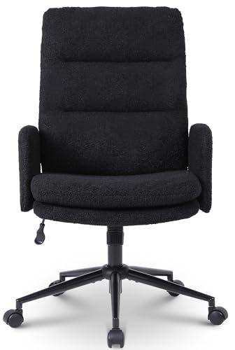 Nusetx Schreibtischstuhl, Bürostuhl aus Kunstpelz, Schminktisch Stuhl, Höhenverstellbar Drehstuhl, Ergonomischer Computerstuhl für Arbeitszimmer, Schlafzimmer, Büro, Home Office, Schwarz