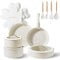 ONGIFT 20pcs Ceramic Cookware Set Nonstick, Detachable Handle Pots and Pans Set, Non Toxic,No PFAS & PTFE & PFOA, Dishwasher/Oven Safe, RV Kitchen Set Removable Handle for Cooking, Cream White