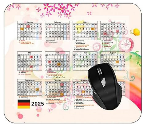 YENDOSTEEN Kalender-Mauspad,2025 Kalender,Locken Schmetterling Blumen Büro Desktop Quadratisch Anti-Rutsch Mauspad #2088