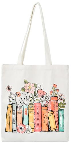 volumoon Blumen Tragetaschen, Wiederverwendbare Einkaufstasche, Canvas Tote Bag Aesthetic Album, Faltbare Einkaufstasche aus Canvas, Tragetasche für Schule, Arbeit, Strand