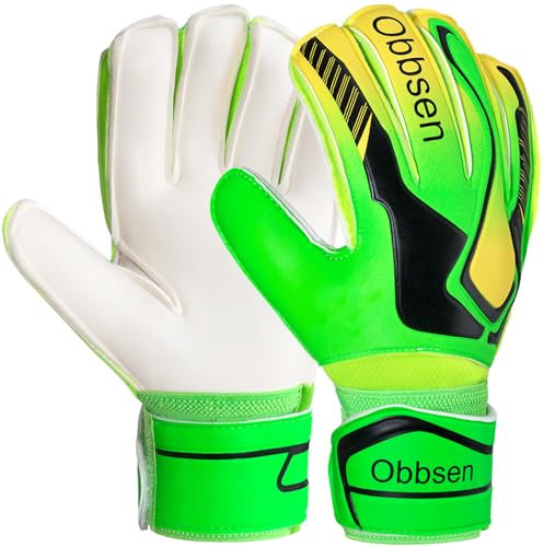 Torwarthandschuhe mit Fingersave, Junior Unisex Fußball Torwarthandschuhe Super-Grip mit Dicker Latex, Extreme Starke Kontrolle Torwarthandschuhe für Kinder, Erwachsene und Jugendliche