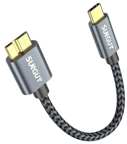 SUNGUY Câble USB C vers Micro B, USB 3.1 USB C mâle vers Micro B mâle câble compatible avec Toshiba, Seagate, WD, Disque Dur, Galaxy S5 Note 3,HDD etc. (1, Gris, 0.15m)