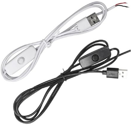 Marran 2 Pack USB Extension Cable with Switch On/Off 2 Pin Wire Connector DIY Power Cord Toggle Rocker for LED Strip Light
