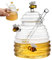 1 pot à miel avec jolies abeilles 500 ml avec cuillère et couvercle couvercle - Pot à miel transparent avec cuillère pour stocker le miel et le sirop