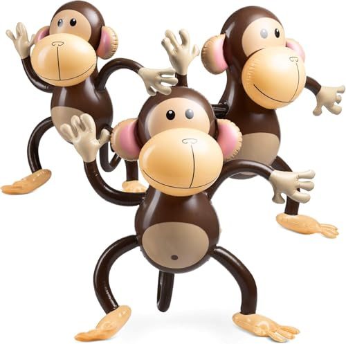 Happium Aufblasbare Affen, 68,6 cm, 3 Stück | Babyparty Safari Dschungel Thema für Kinder Kleinkinder