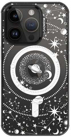MOSNOVO for iPhone 14 Pro Case, Fit for MagSafe, Military-Grade Drop Protection, Shockproof Bumper, Cute Aesthetic Magnetic Phone Case for iPhone 14 Pro, Galaxy/Black