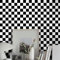 ICYEHAO Papier Peint Noir et Blanc Geometrique,44 x 500cm Papier Peint Mosaïque Noir Papier Peint Carreaux Noir et Blanc Papier Peint Adhesif pour Meuble,Chambre,Cuisine,Salon,Salle de Bain,Toilette