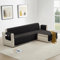 Homebliss Sofa Überzug L Form 200cm Wasserdicht, Couch Überzug für Katze und Hund, Sofaschone Universell Reversibel, Schwarz