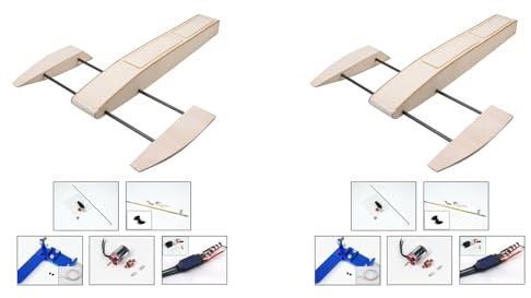 ISKDJBJG 2X RC Speed Boat Wooden Sponson Outrigger Shrimp Speed Boat Model Kits Radio Remote Control Speedboat,Complete Kit