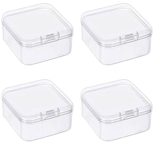 Leliafleury 9.4x9.4x3cm Transparent Plastic Organizer, 5Pcs Empty Mini Square Storage Containers Clear Plastic Storage Boxes with Lids for Small Items