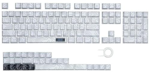 QPSJXN Double Shot PBT -Schlüsselkaps 130 Taste Set Profile Purpur Topografische Seitendruck Shine über MX Switch Keyboards(White)