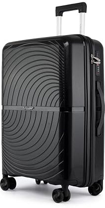 Fly Kite Luggage 28 Inch Large Suitcase 100% Polypropylene Hard Shell with Aluminium Trolley Handle Real TSA 3 Digit Secure Lock 360° Smooth Wheels Lightweight Suitcase|Black