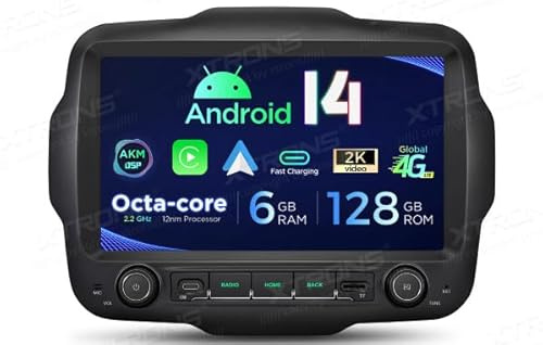 Autoradio GPS fur Jeep Renegade Android 14 WI-FI 4G CARPLAY Auto XTRONS