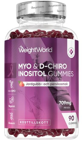 WeightWorld Myo & D Chiro Inositol Gummibärchen - 709 mg pro Portion | 90 Gummies, Erdbeer & Pfirsich Geschmack, Mit Cranberry Extrakt, Vitamin B6, Zink, Vitamin B9, Vitamin D3, Chrom, Vitamin B12