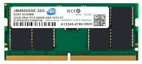 SIMPLETEK - Modulo RAM DDR5 SODIMM 32 GB 4800 MHz CL40 1,1 V non‑ECC, formato notebook/AIO