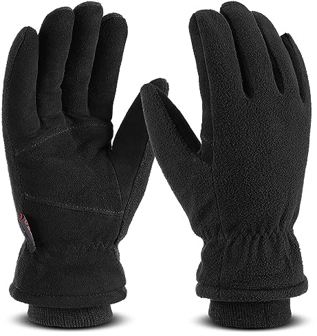 OZERO Winterhandschuhe Herren Damen Skihandschuhe Hirschleder Gefüttert | Winddicht, Fleecefutter mit 100 g Wattierung, Präzise Größentabelle für Radfahren, Roller und Spazieren