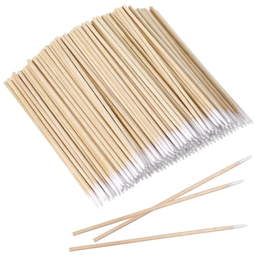 600 Stück Wattestäbchen Holz Spitz Reinigungsstäbchen Dünn Micro Lang Wattestäbchen Make-Up Kosmetik Assistent Sticks für Augenbrauen, Beauty, Make-Up, Nägel 7 cm