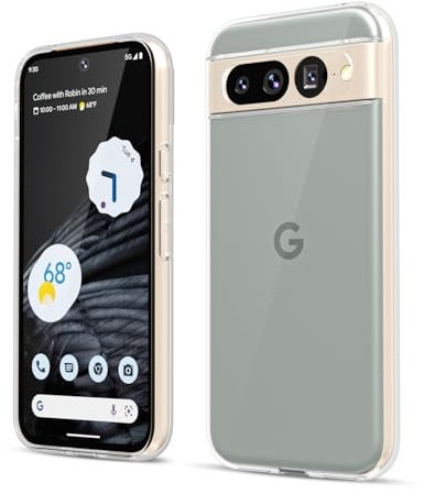 oakxco for Google Pixel 7 Pro Phone Case Liquid Silicone Grip, Cute Thin Slim Soft Rubber TPU Plain Smooth Gel Cover for Women Girl Aesthetic Design, Matte Solid Protective & Shockproof, Clear