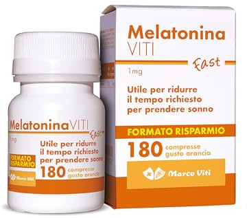 Melatonina Viti Fast - 180 Compresse Orodispersibili, Integratore per il Sonno al Gusto Arancia, Aiuta a Ridurre il Tempo per Addormentarsi, Senza Glutine e Senza Lattosio