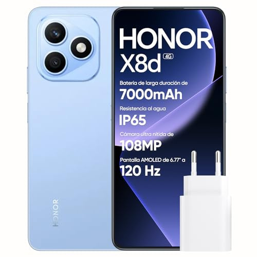 HONOR X8d Smartphone, Écran AMOLED 6,77 3000 nits,8+256GB, Appareil Photo 108MP, Batterie 7000mAh, Charge 45W, Résistance à l’Eau IP65 (Light Blue, 256, GB, 8, Go)