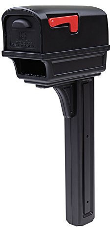 Gibraltar Gentry Large Capacity Double-Walled Plastic Black All-In-One Mailbox & Post Combo Kit, GGC1B0000