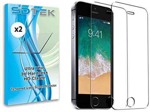 SDTEK *2 Pack Screen Protector for iPhone SE (2016-2019) / iPhone 5 / 5s / 5c Tempered Glass Premium Screen Guard