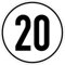 Schild Geschwindigkeitsschild, 20 km/h, Alu, Ø 20 cm
