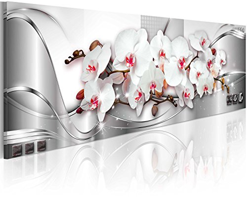 murando - Wandbilder XXL Blumen Orchidee 120x40 cm 1 tlg - Wand Deko Vlies Leinwand Bilder Groß Wanddeko Wohnzimmer Schlafzimmer Kunstdrucke Panoramabild - Natur Ornament Abstrakt