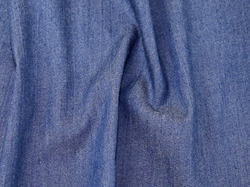Chambray-Denim-Kleiderstoff, einfarbig, mittelblau, Meterware