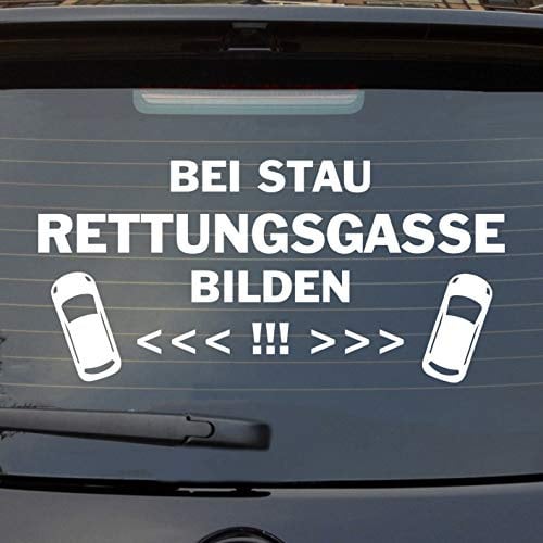 Hellweg Druckerei Bei Stau Rettungsgasse bilden Auto Aufkleber Sticker Heckscheibenaufkleber