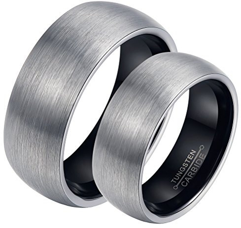 PAMTIER Damen Ehering aus Wolframcarbid Schwarz 6mm Größe 57 (18.1)