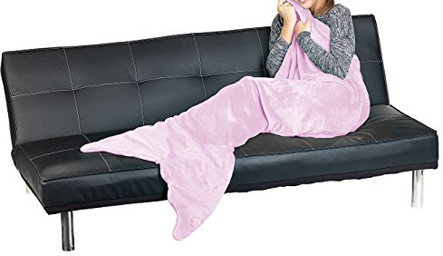 Couverture queue de sirène rose 140 x 60 cm pour enfant