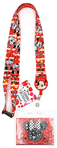 Disney 85792 Minnie Mouse Lanyard with Zip Lock Card Holder, Multicolor