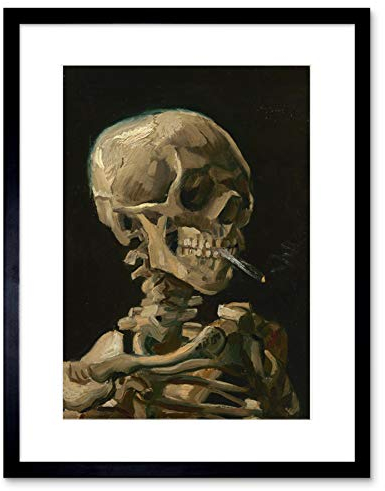 Fine Art Prints Katouigb Van Gogh Kopf Skelett brennende Zigarette gerahmter Wandkunstdruck