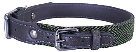 Rosewood Forest Hundehalsband, Leder, Fischgrätenmuster, Grau