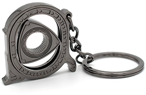 VmG-Store Rotor Schlüsselanhänger beweglicher Kreiskolbenmotor Wankelmotor S086 (Schwarz Chrom)