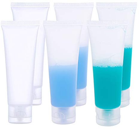 BENECREAT 30 Pack 50ml Botella Invertida Tubo Suave Cosmético Transparente Tubo de Empaquetado de Crema Champú Loción Tapa de Tirón, Blanco