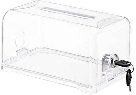 Polmart Transparente Vorschlags- / Visitenkarten-/Zeichenbox mit Schloss 60 Boxes farblos