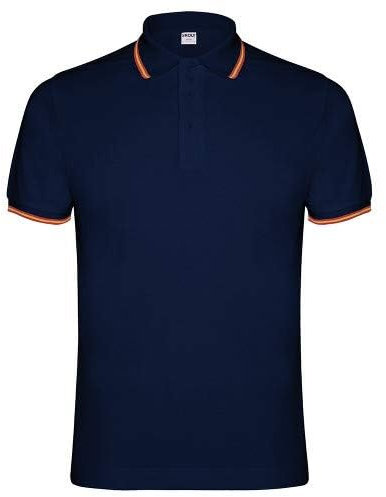 Polo Azul Marino de Caballero con Bandera DE ESPAÑA EN EL Cuello Y Espalda. Polo Nacional (XXL)