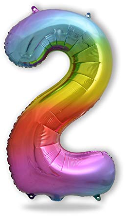 FUNXGO XXL Folien-Ballon 2, Helium-Ballon, Luftballon-Zahl, mehrfarbige Riesen-Ballonzahl, Verstärktes Material, Party-Deko zum 2. Kinder-Geburtstag, Baby, Hochzeit, bunt
