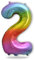 FUNXGO XXL Folien-Ballon 2, Helium-Ballon, Luftballon-Zahl, mehrfarbige Riesen-Ballonzahl, Verstärktes Material, Party-Deko zum 2. Kinder-Geburtstag, Baby, Hochzeit, bunt