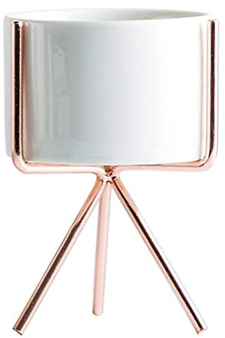 ZYTB Pot de Fleurs Accueil Fashion Style Céramique Or Planteur Pot de Fleur de Fer Cadre Porte-Fleurs Pot Bureau Succulent Plante Bureau Ornement (Color : S Rose Gold, Sheet Size : with Hole)