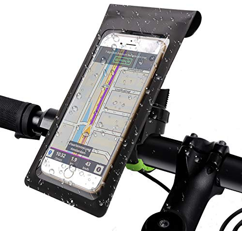 Shoplease Waterproof Bike Phone Mount, Frame Bag With 360° Rotation for Smartphones up to 6.5, Cycling Handlebar Phone Holder