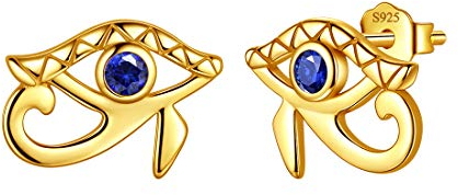 Aurora Tears Ägyptisches Auge des Horus Ohrstecker 925 Sterling Silber Evil Eye Ohrring 18 Karat vergoldeter Schmuck für Männer und Frauen DE0233Y